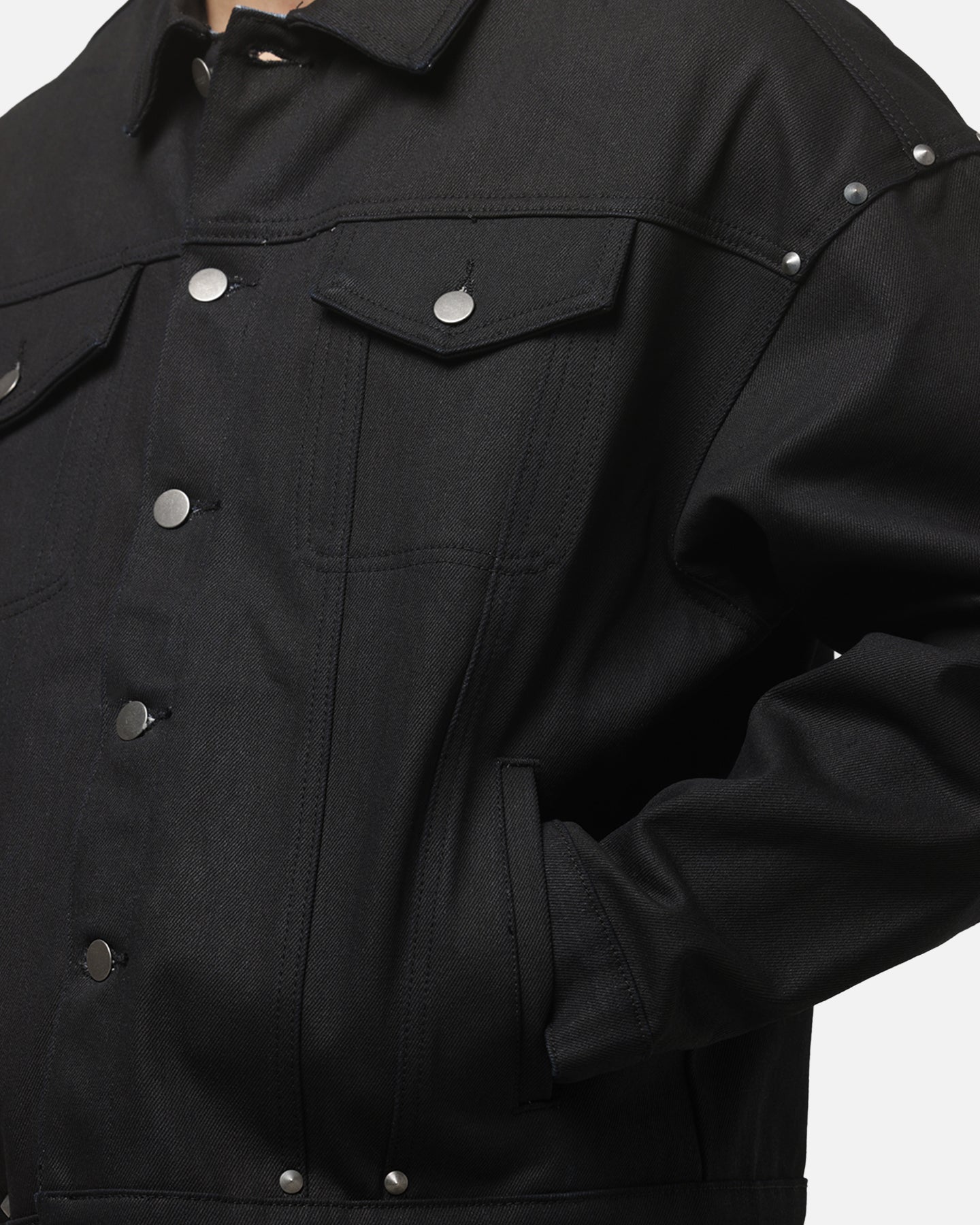 Saint Morta Crucible Trucker Denim Jacket Black Wax Indigo