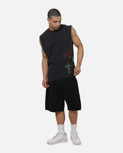 Saint Morta Graves Oversized Muscle T-Shirt Washed Black