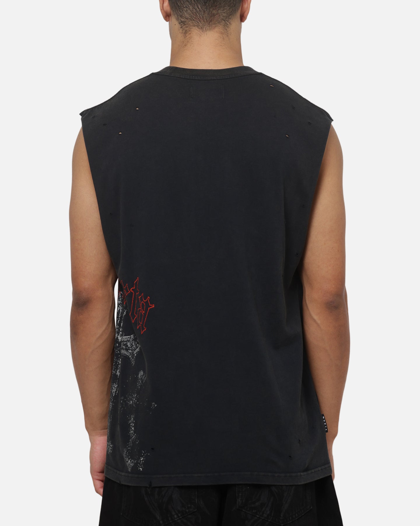 Saint Morta Graves Oversized Muscle T-Shirt Washed Black