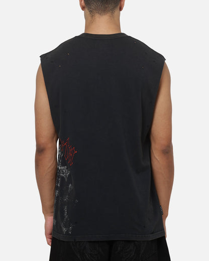 Saint Morta Graves Oversized Muscle T-Shirt Washed Black