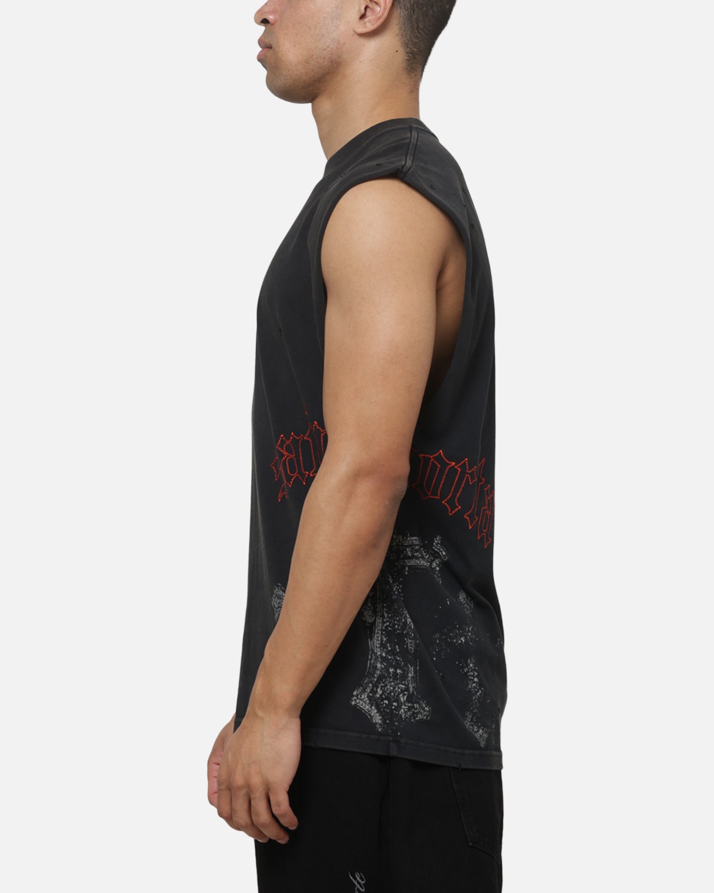 Saint Morta Graves Oversized Muscle T-Shirt Washed Black
