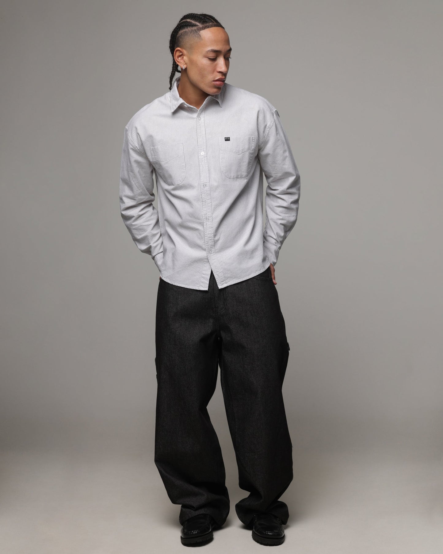 American Thrift Oxford Long Sleeve Shirt Brown Stripe