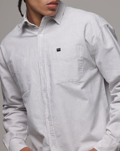 American Thrift Oxford Long Sleeve Shirt Brown Stripe