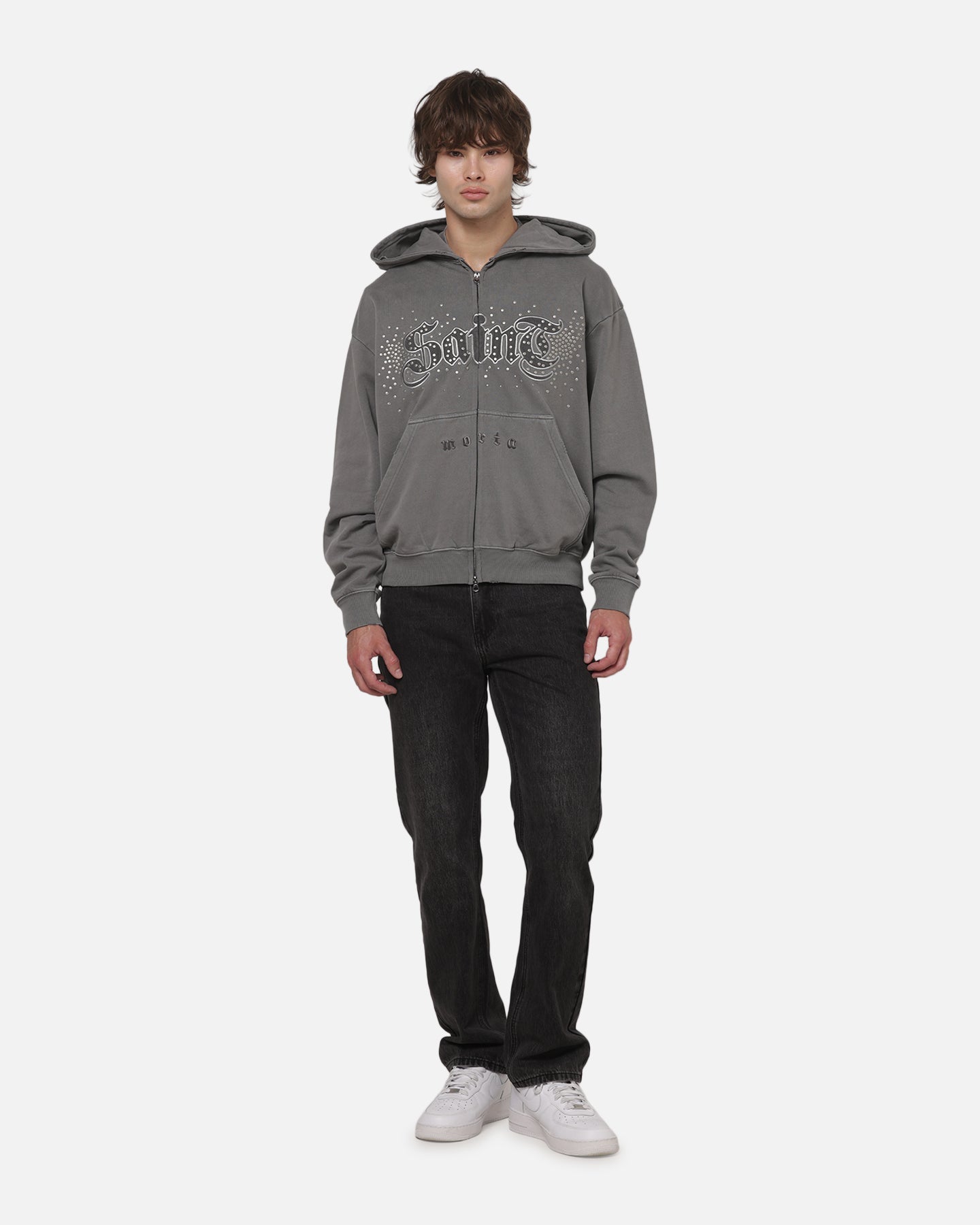 AVILA Saint Morta Medievil Zip Hoodie Washed Charcoal