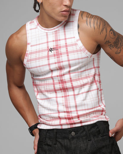 Loiter Hybrid Tank Pink Plaid
