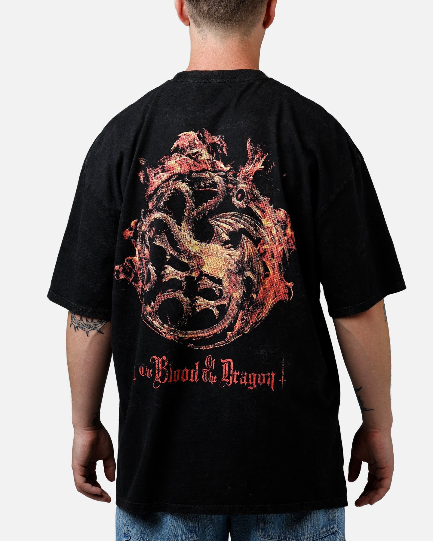 73Studio X House Of The Dragon Caraxes T-Shirt Black Acidwash