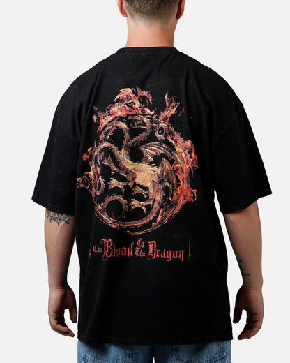 73Studio X House Of The Dragon Caraxes T-Shirt Black Acidwash