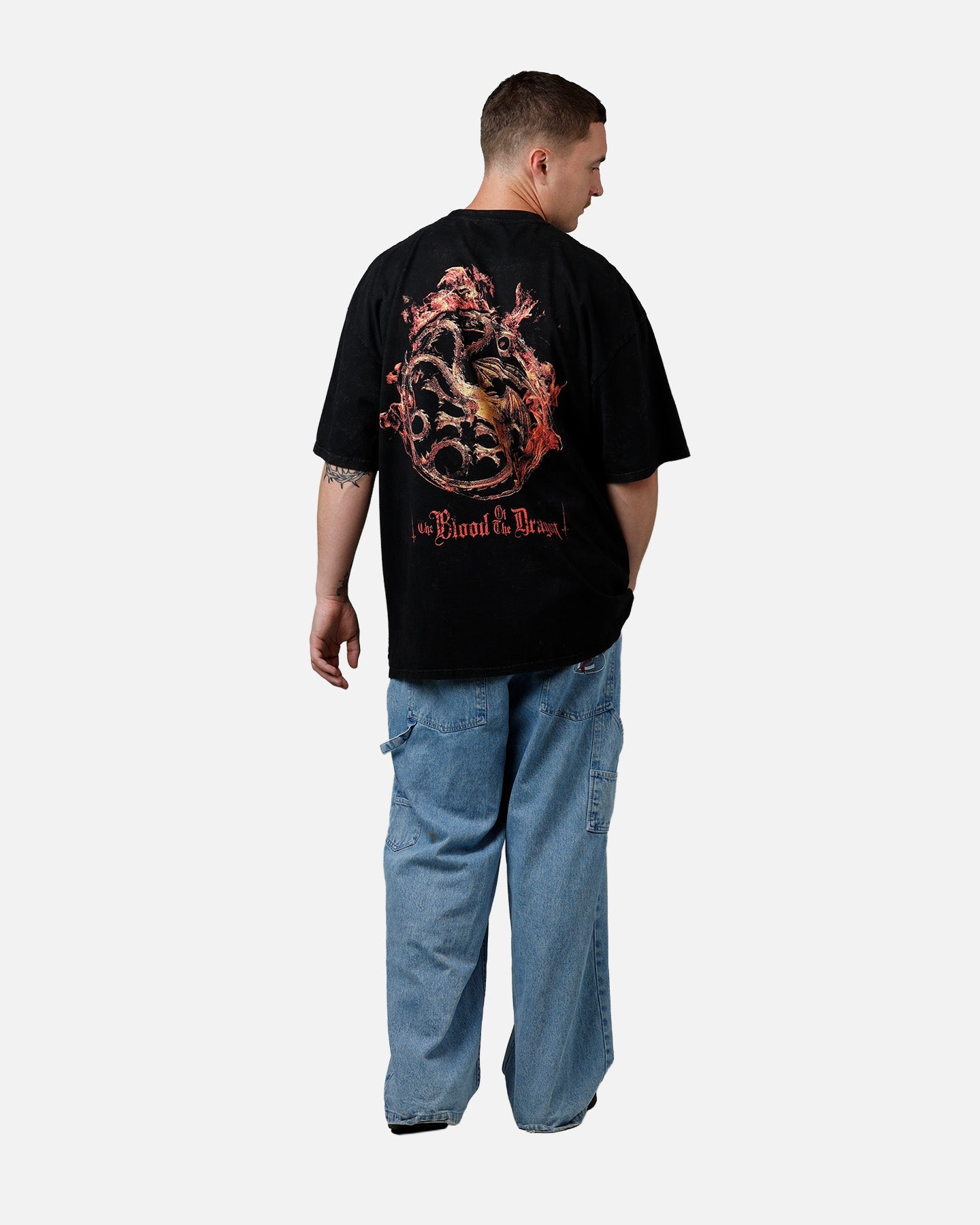73Studio X House Of The Dragon Caraxes T-Shirt Black Acidwash