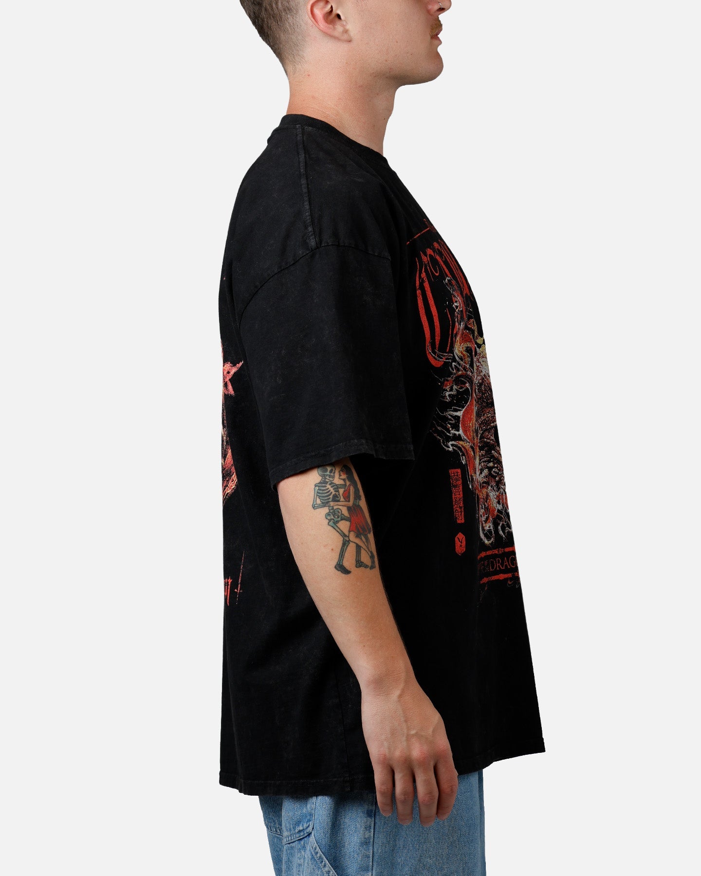 73Studio X House Of The Dragon Caraxes T-Shirt Black Acidwash