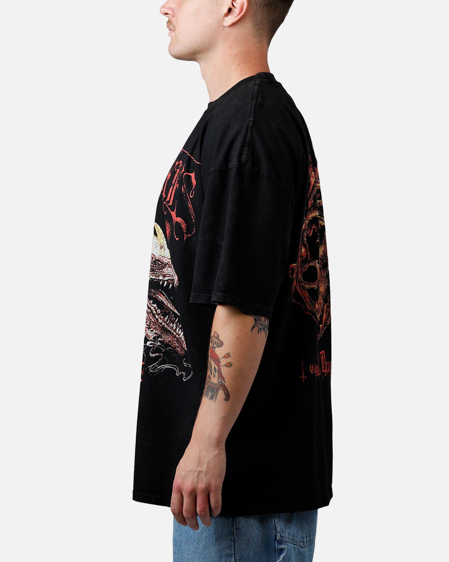 73Studio X House Of The Dragon Caraxes T-Shirt Black Acidwash