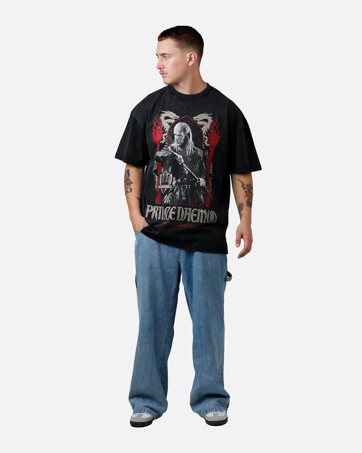73Studio X House Of The Dragon Prince Of Daemon T-Shirt Washed Charcoal