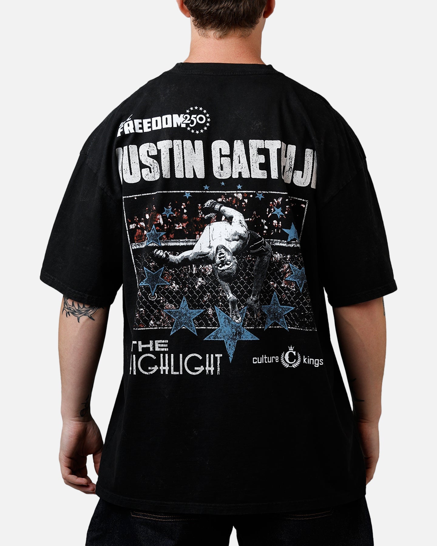 UFC By Culture Kings UFC 250 Justin Gaethje T-Shirt Black Acidwash