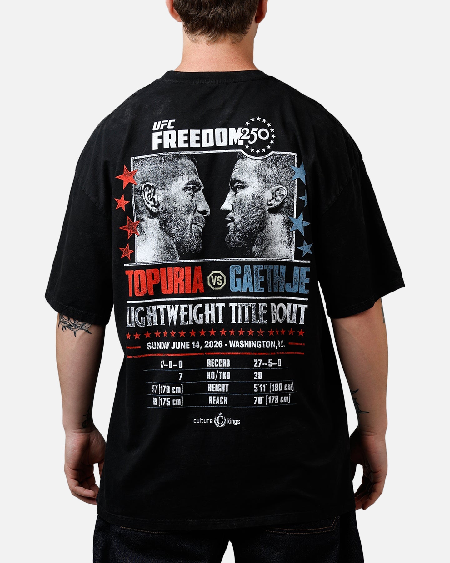 UFC By Culture Kings UFC 250 Topuria Vs Gaethje T-Shirt Black Acidwash