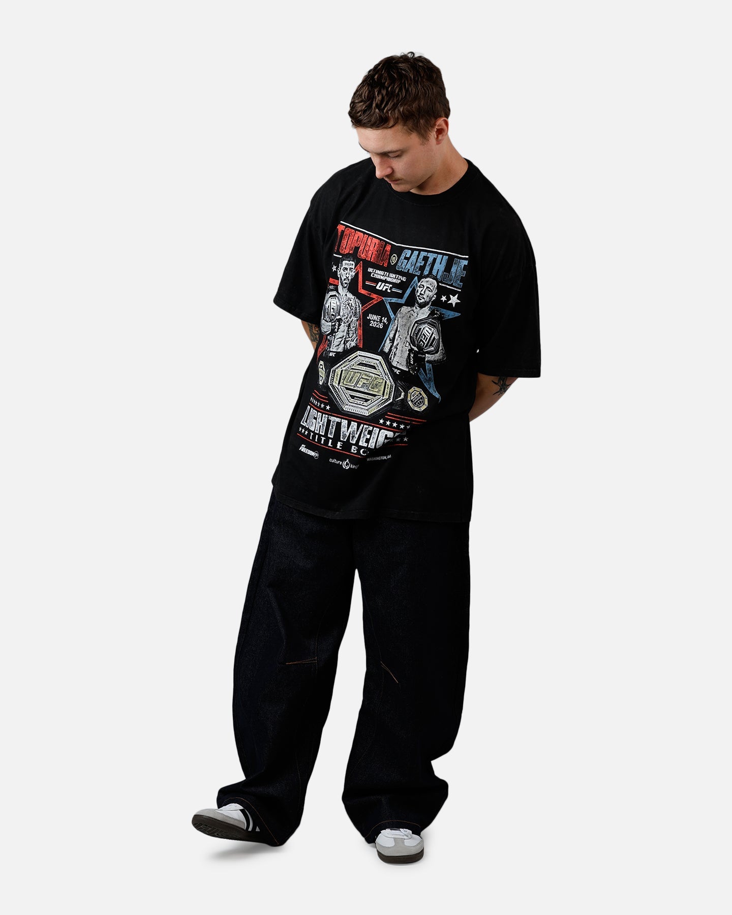 UFC By Culture Kings UFC 250 Topuria Vs Gaethje T-Shirt Black Acidwash