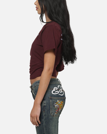 AVILA Ed Hardy Women's Off Shoulder T-Shirt Plum