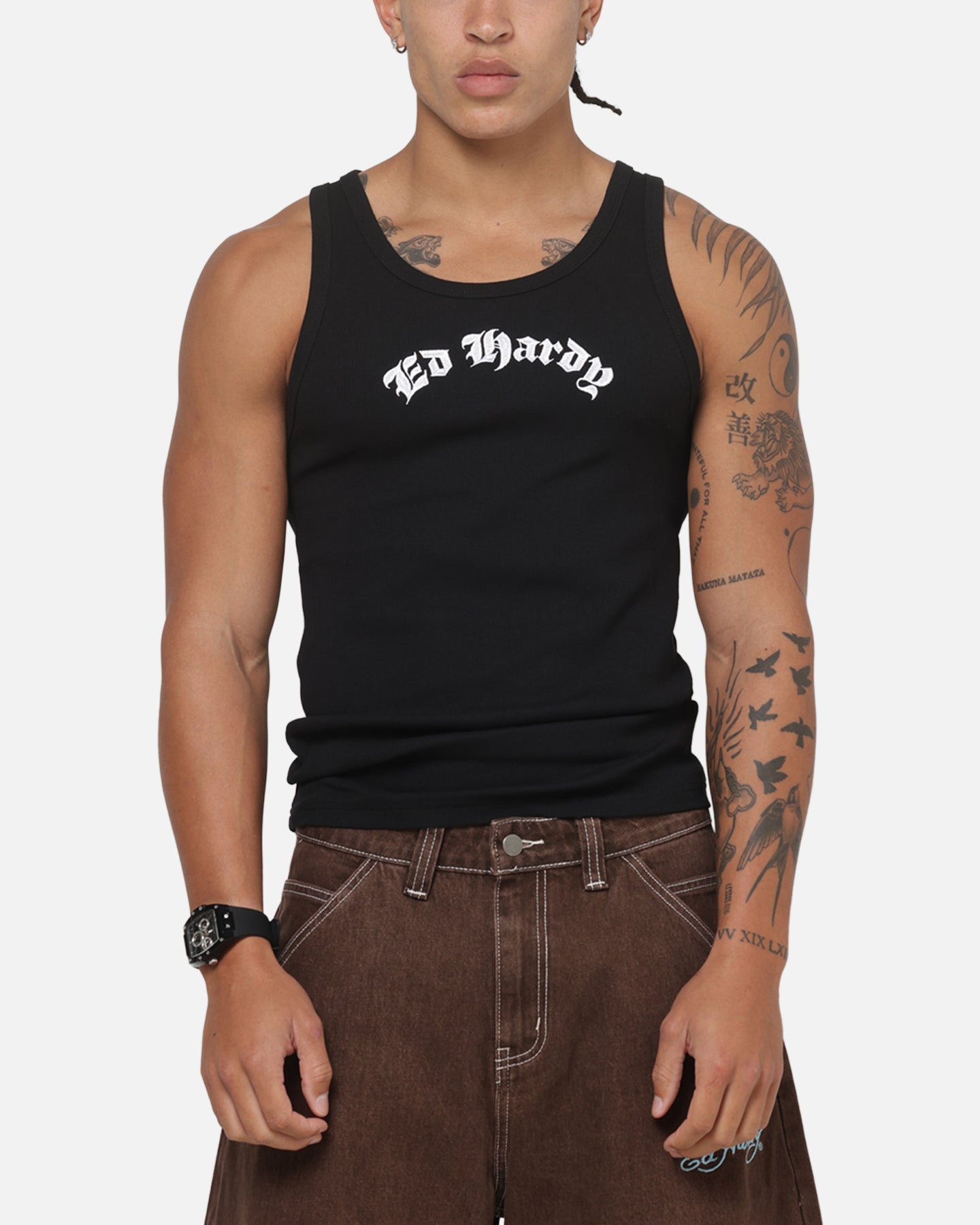 Ed Hardy Ribbed Tank Black