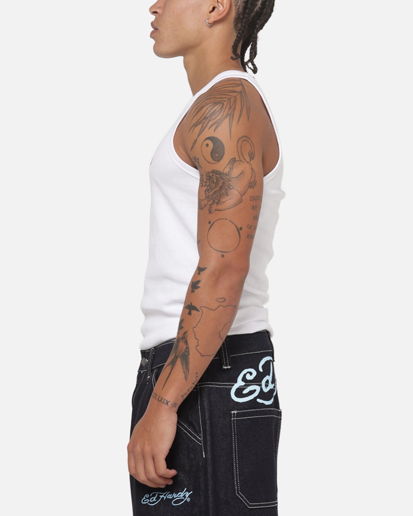 Ed Hardy Ribbed Tank White