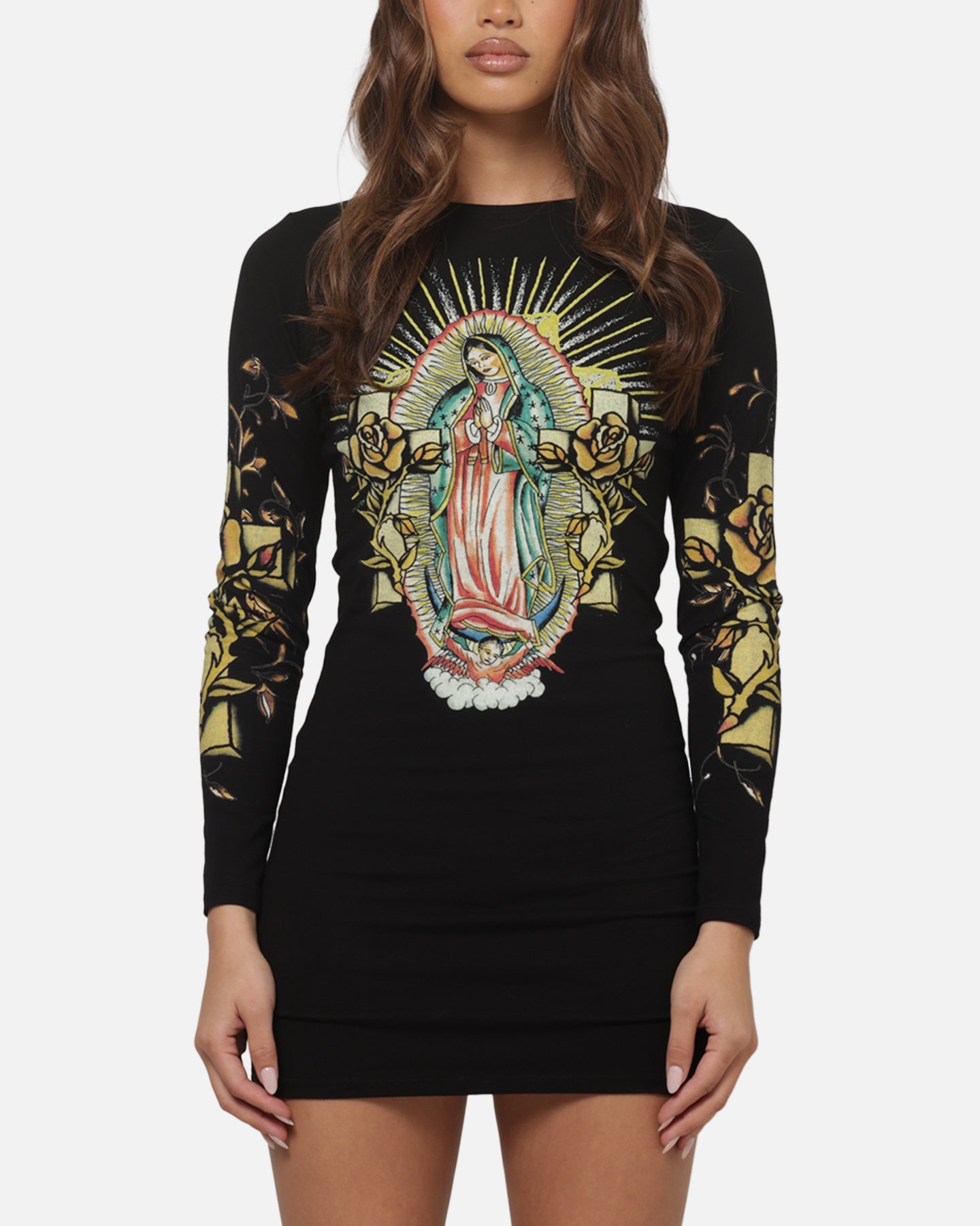 Ed Hardy Women's Divine Long Sleeve Dress Black