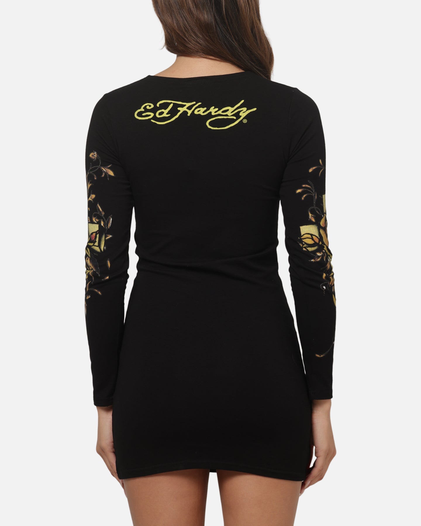 Ed Hardy Women's Divine Long Sleeve Dress Black