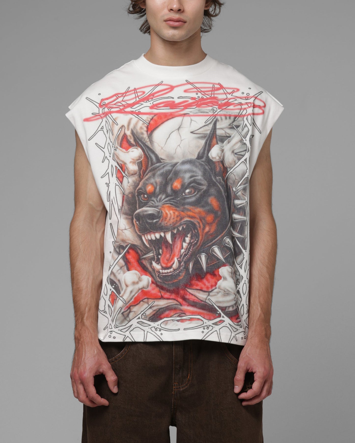 AVILA Loiter Dogpound Muscle T-Shirt Off White