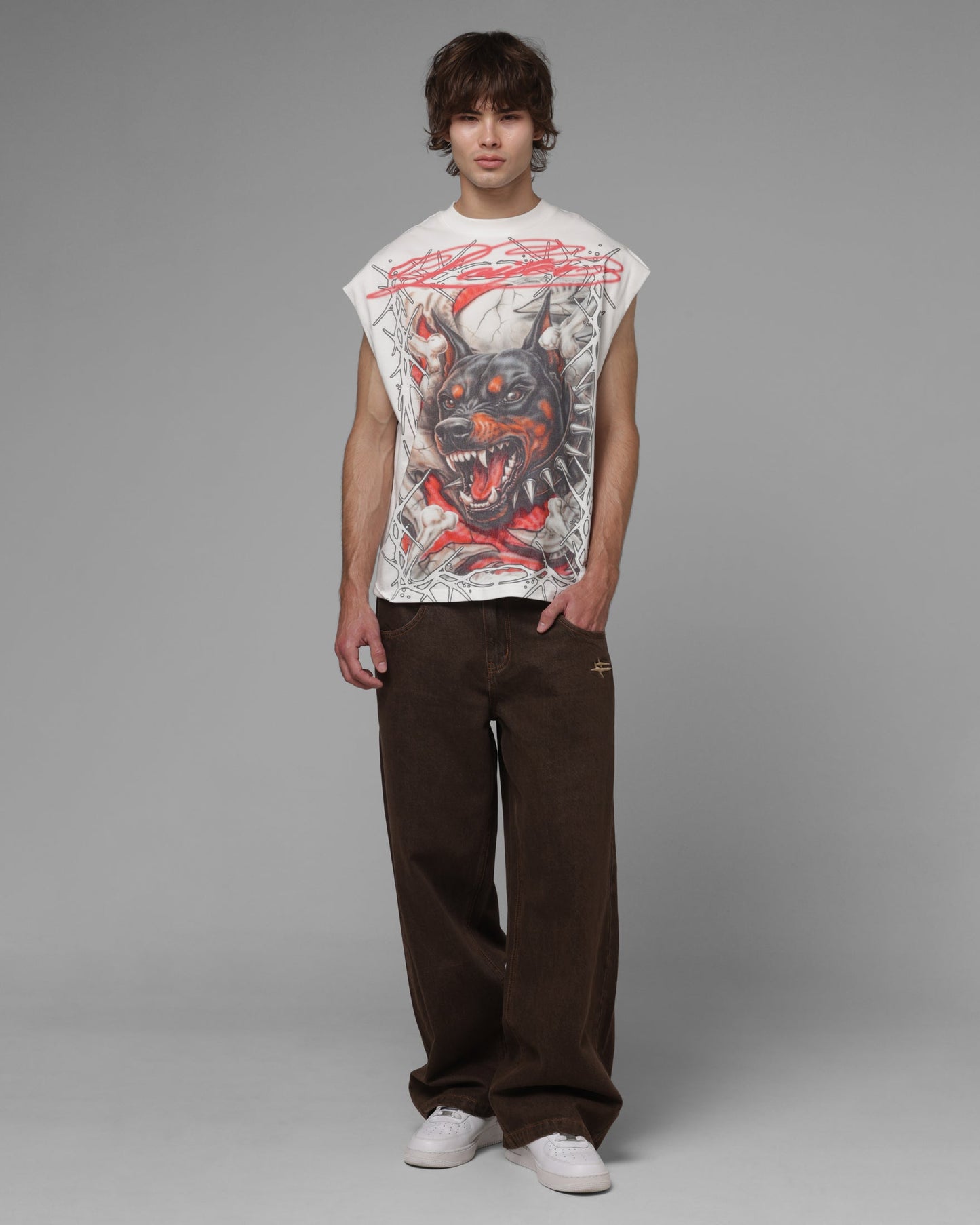 AVILA Loiter Dogpound Muscle T-Shirt Off White
