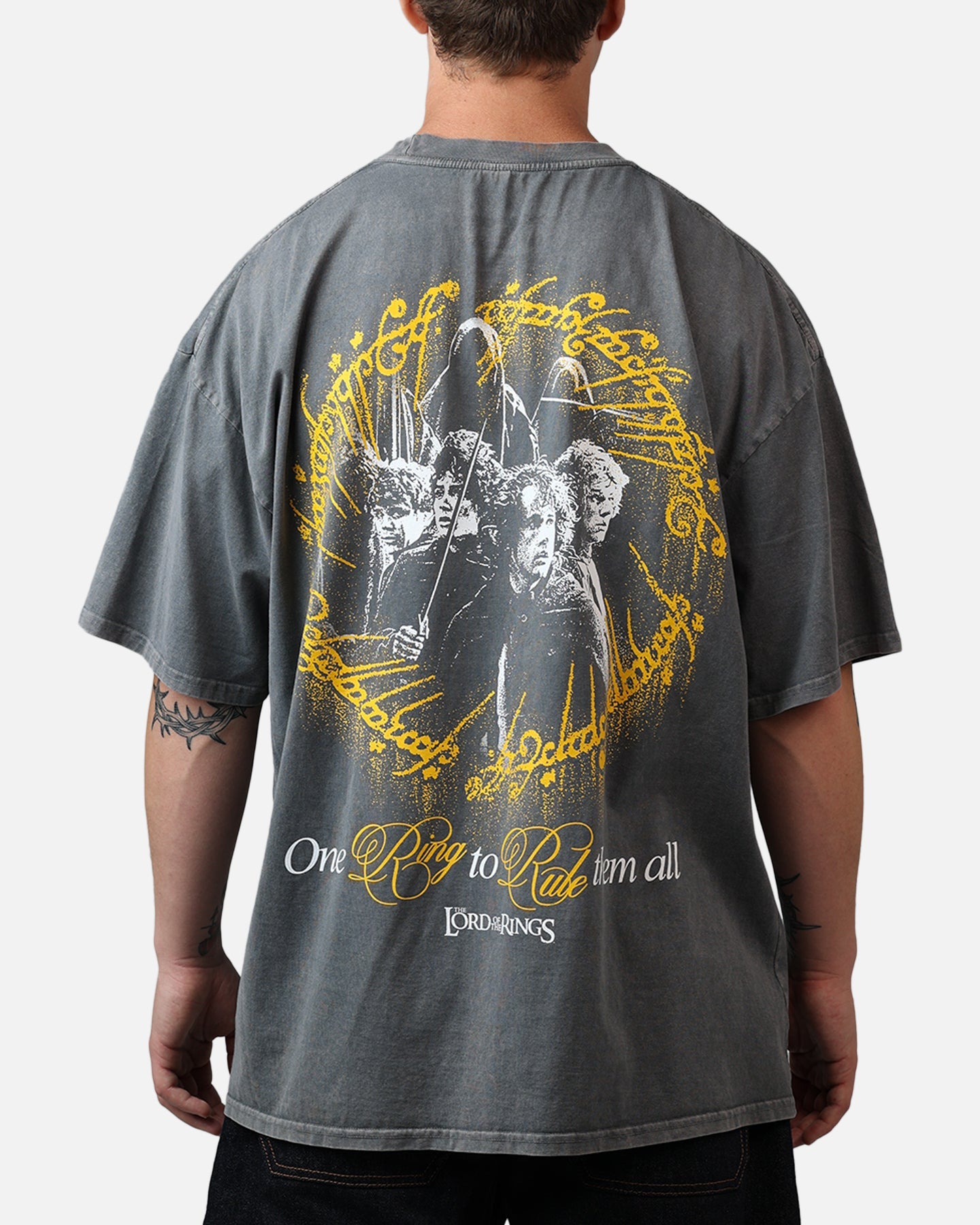 73Studio X Lord Of The Rings One Ring Vintage T-Shirt Washed Charcoal