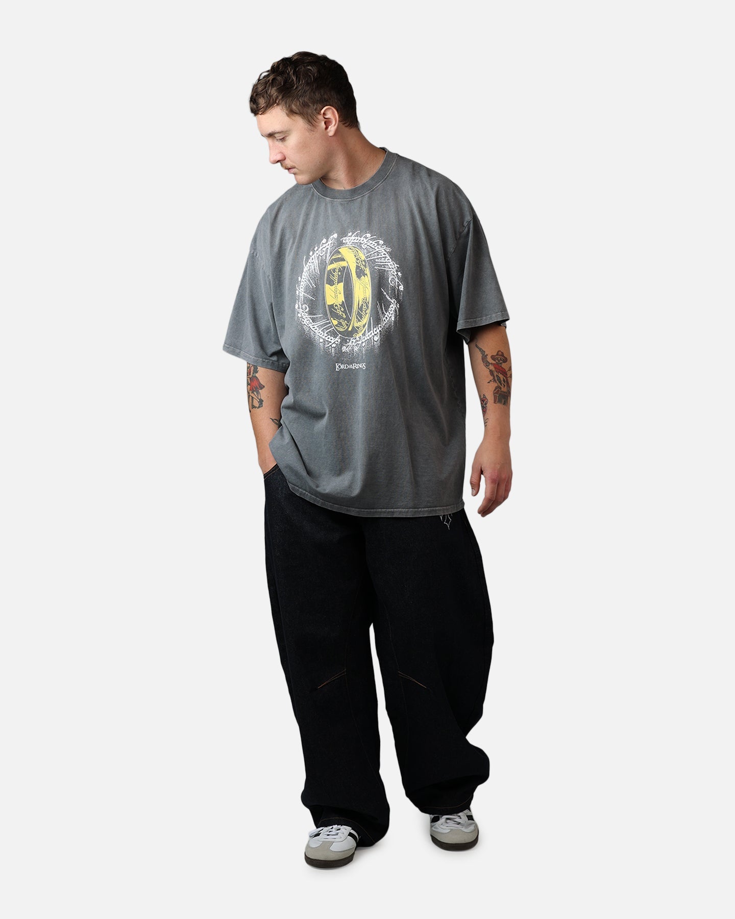 73Studio X Lord Of The Rings One Ring Vintage T-Shirt Washed Charcoal