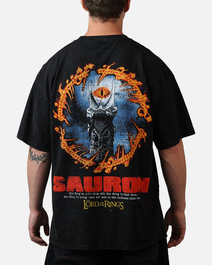 73Studio X Lord Of The Rings Sauron Ring Of Fire T-Shirt Black Acidwash