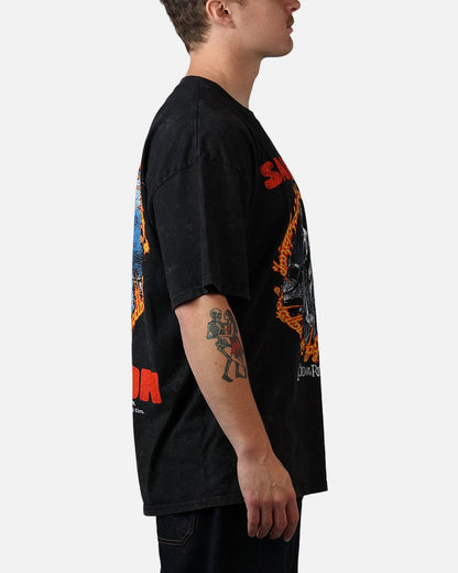 73Studio X Lord Of The Rings Sauron Ring Of Fire T-Shirt Black Acidwash