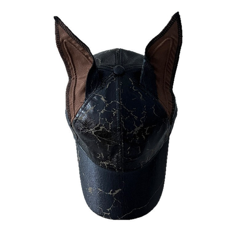 Y2K Doberman Dog Ears Washed Denim Baseball Cap