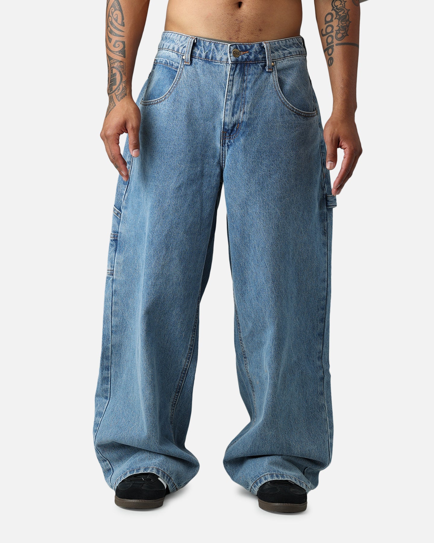 Carre Baggy Carpenter Jeans Mid Blue Wash