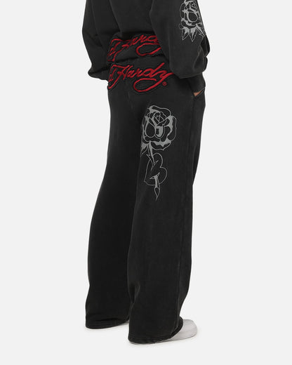 Ed Hardy Women's Rose Trackpants Washed Black