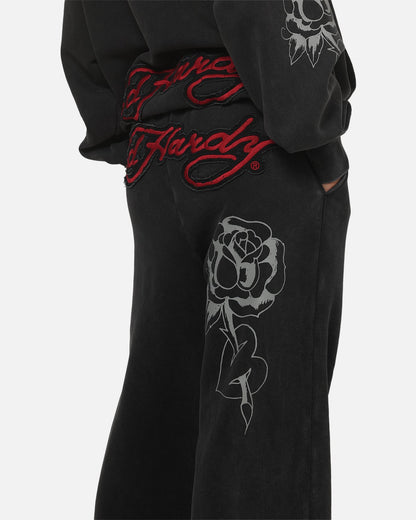 Ed Hardy Women's Rose Trackpants Washed Black