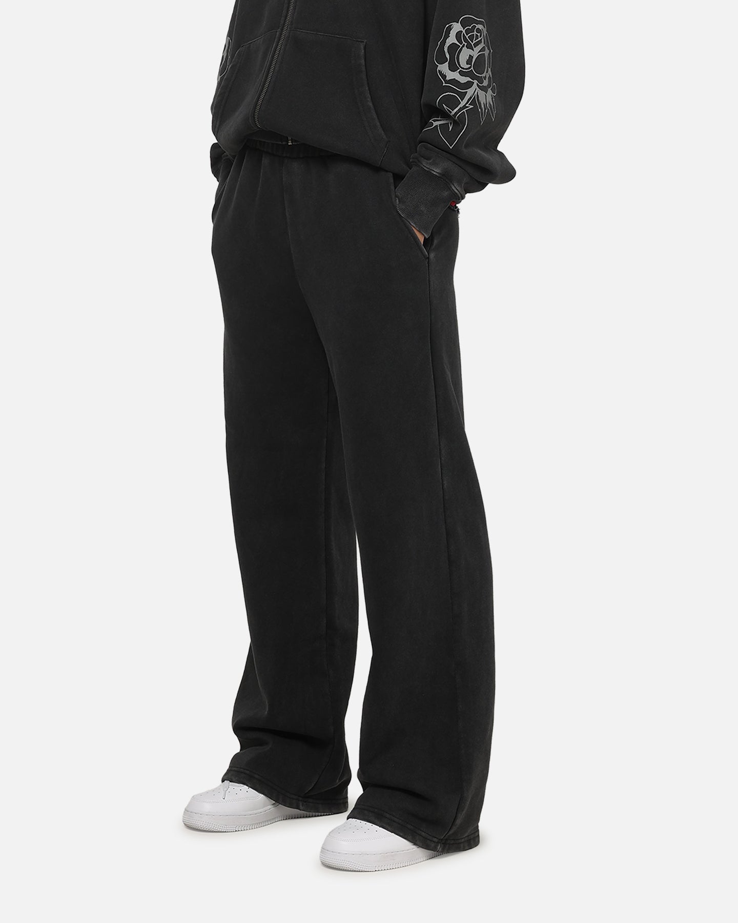 Ed Hardy Women's Rose Trackpants Washed Black