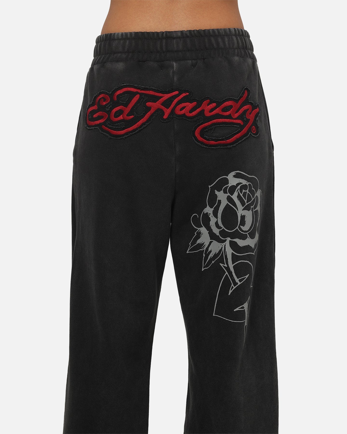 Ed Hardy Women's Rose Trackpants Washed Black