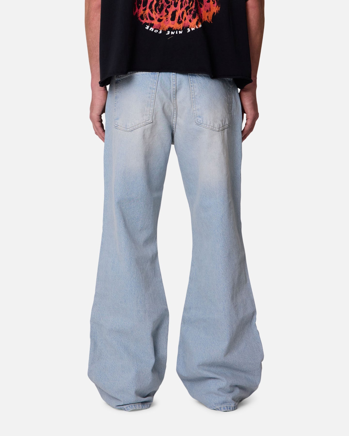 MNML Distressed Kick Flare Denim Jeans Blue