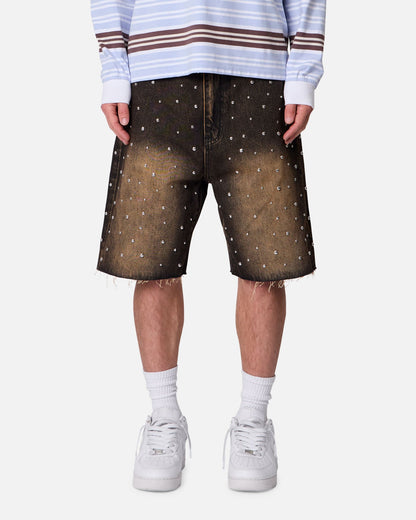 MNML Baggy Stud Denim Shorts Black
