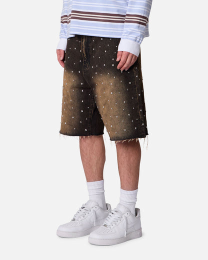 MNML Baggy Stud Denim Shorts Black