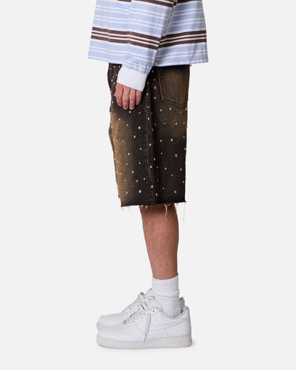 MNML Baggy Stud Denim Shorts Black