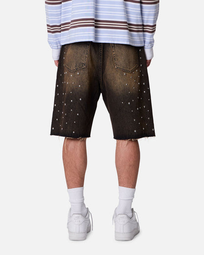 MNML Baggy Stud Denim Shorts Black