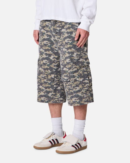 MNML Distressed Ultra Baggy Cargo Shorts Camo