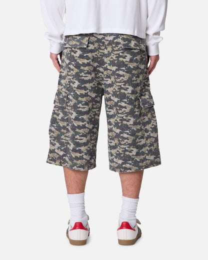 MNML Distressed Ultra Baggy Cargo Shorts Camo
