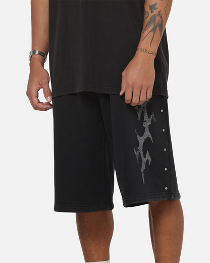 Saint Morta La Familia Baggy Sweat Shorts Washed Black