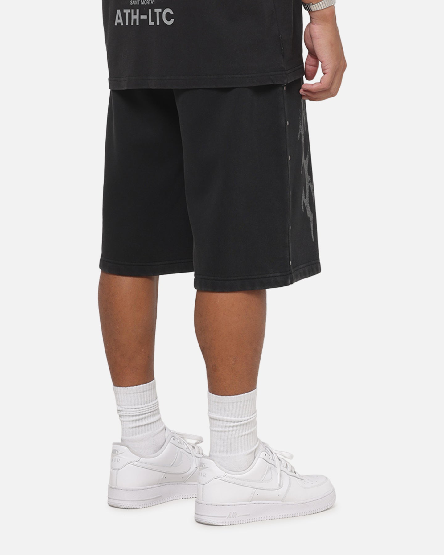 Saint Morta La Familia Baggy Sweat Shorts Washed Black