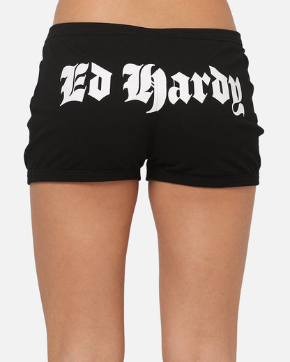 Ed Hardy Women's Crossed Mini Shorts Black