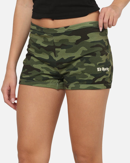 Ed Hardy Women's Crossed Mini Shorts Woodland Camo