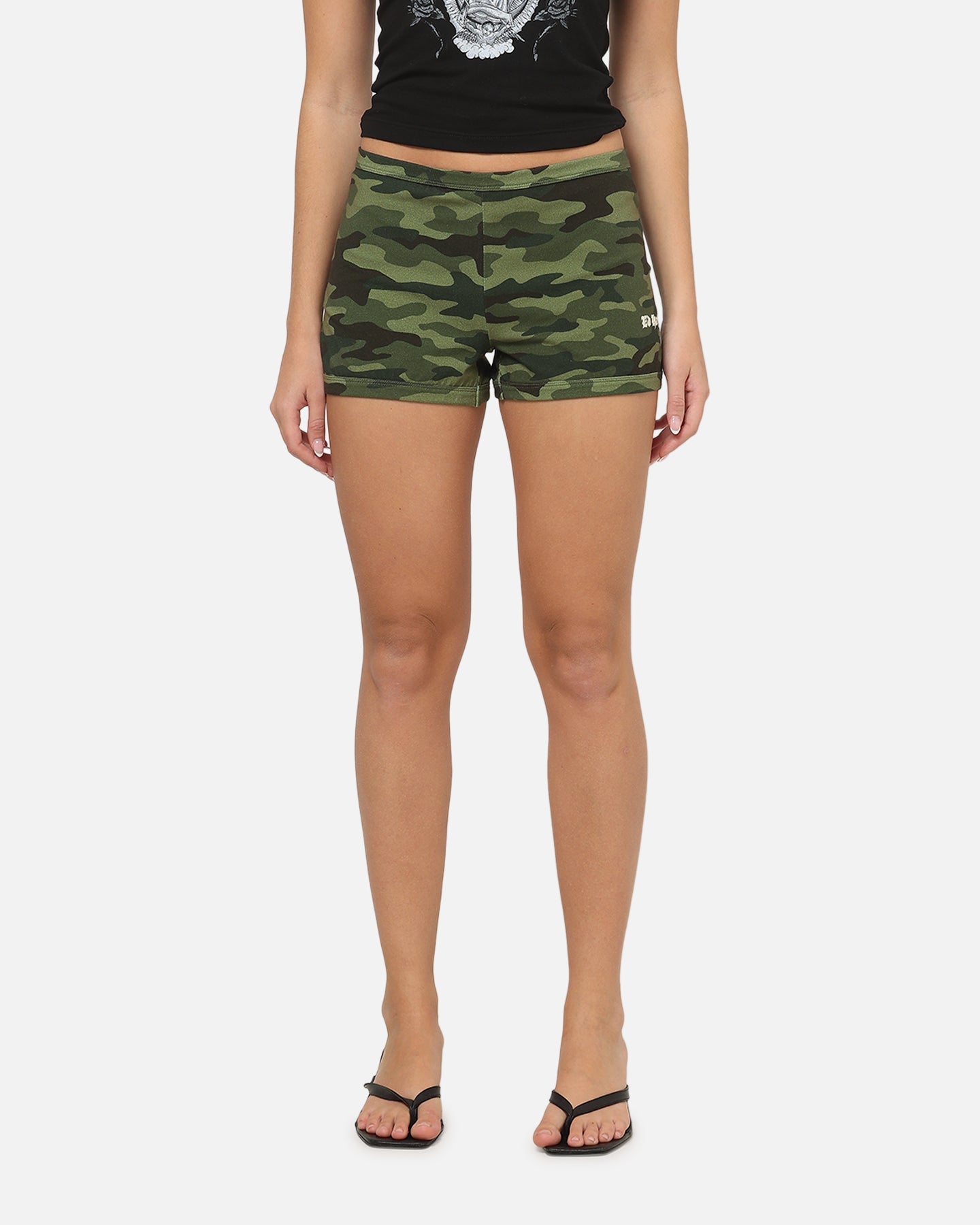 Ed Hardy Women's Crossed Mini Shorts Woodland Camo