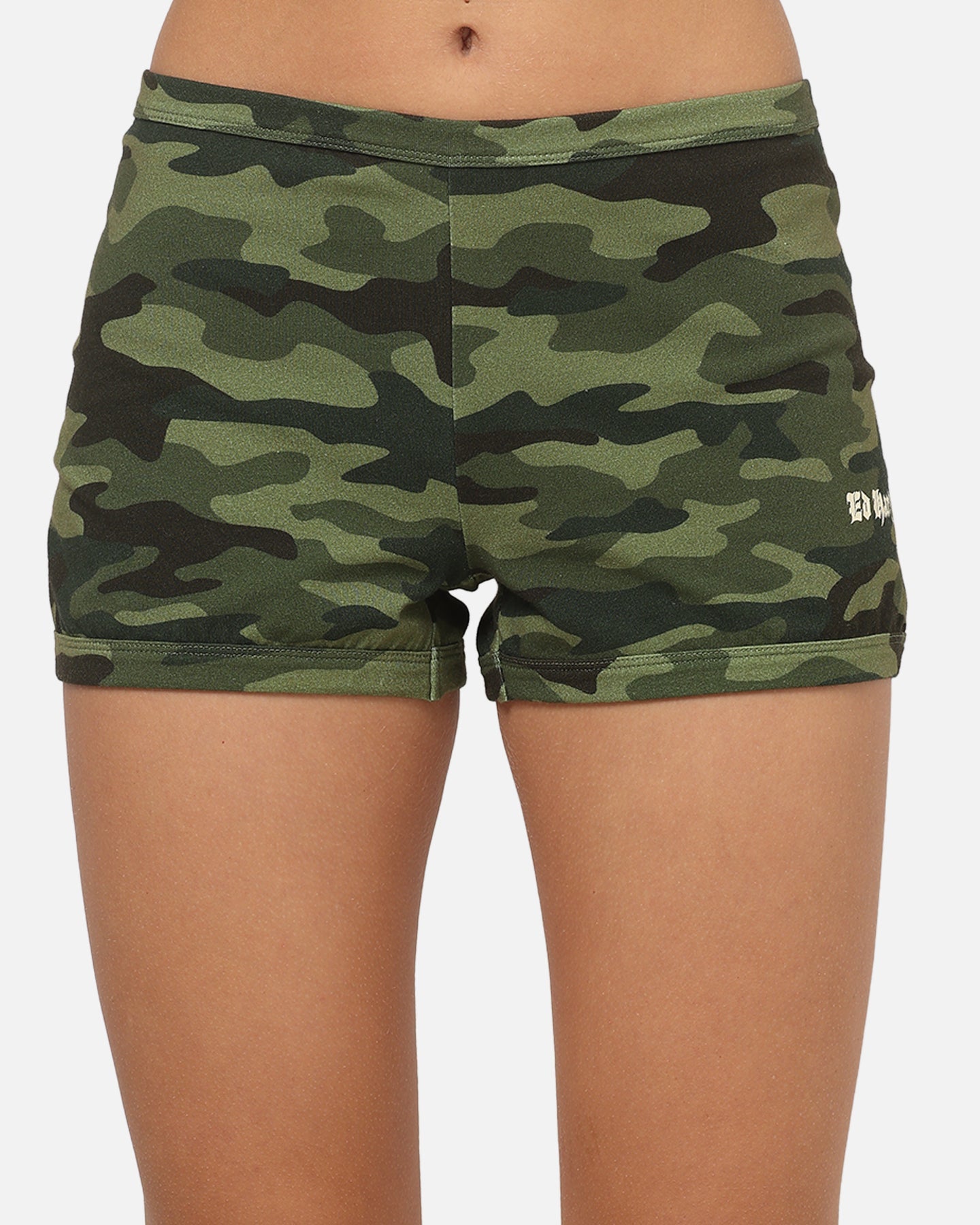 Ed Hardy Women's Crossed Mini Shorts Woodland Camo