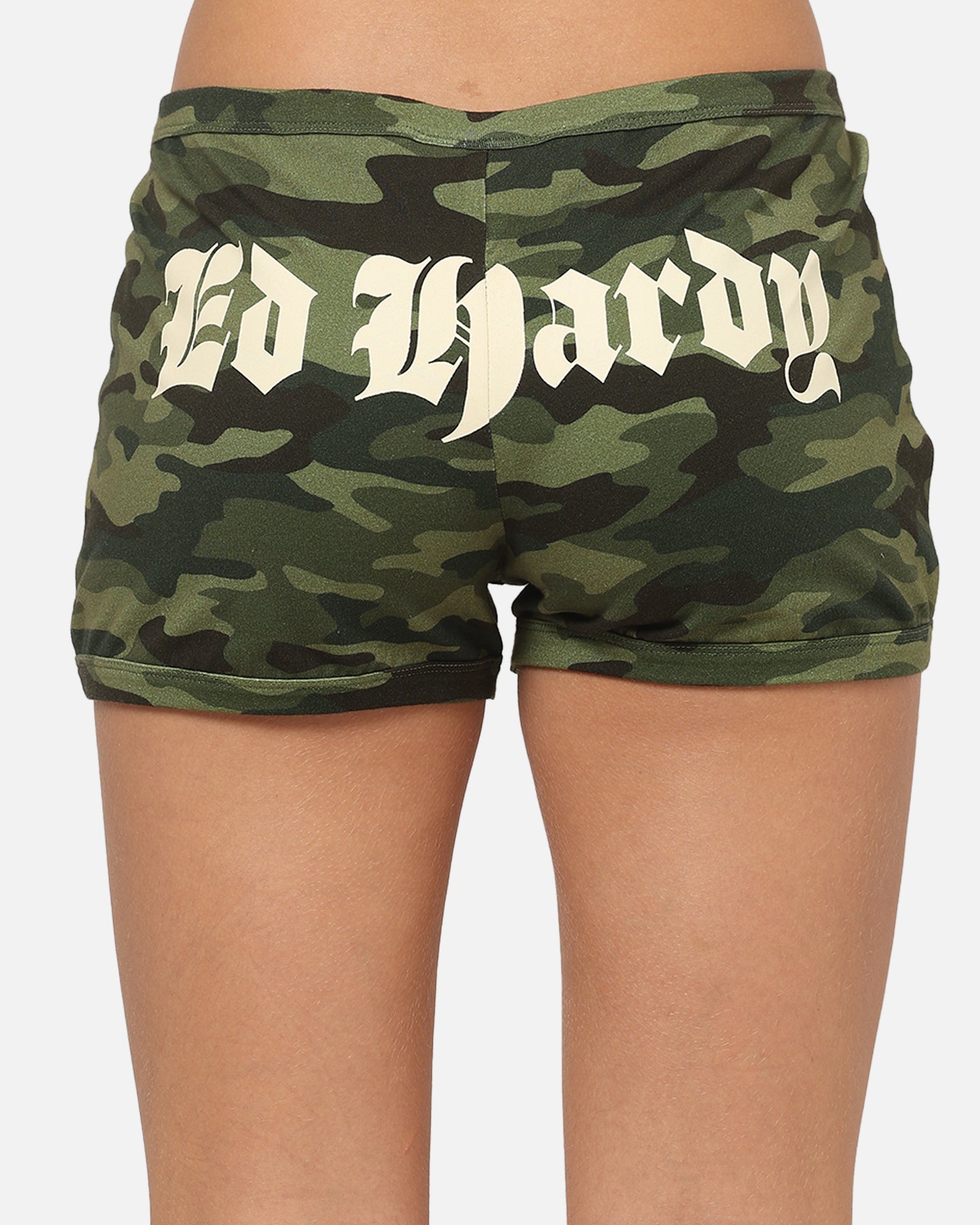 Ed Hardy Women's Crossed Mini Shorts Woodland Camo