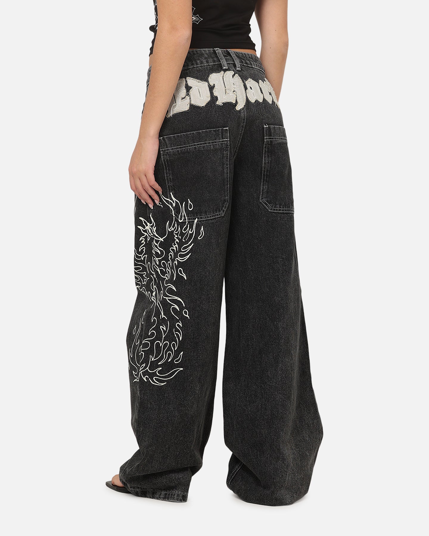 Ed Hardy Women's Distressed Logo Jeans Black